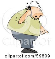 Poster, Art Print Of Bossy Contractor Talking On A Phone And Pointing Down