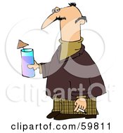 Royalty Free RF Clipart Illustration Of A Nerdy Man Carrying A Cocktail And A Cigarette