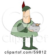 Royalty Free RF Clipart Illustration Of Robin Hood Carrying A Rock