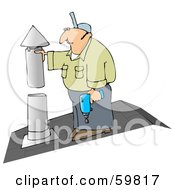 Hvac Man Working On A Roof
