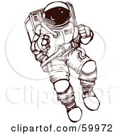 Royalty Free RF Clipart Illustration Of A Brown And White Astronaut Exploring In A Space Suit by xunantunich #COLLC59972-0119