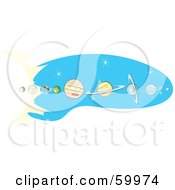 Poster, Art Print Of Retro Solar System On Blue With Stars