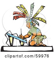 Royalty Free RF Clipart Illustration Of A Mayan Artist Creating Architectual Drawings by xunantunich #COLLC59976-0119