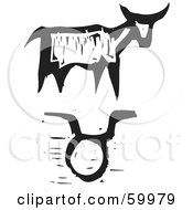 Royalty Free RF Clipart Illustration Of A Black And White Carved Taurus And Zodiac Symbol