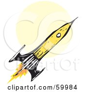 Royalty Free RF Clipart Illustration Of A Yellow Shooting Space Rocket