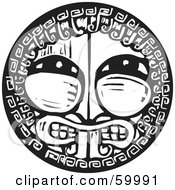 Royalty Free RF Clipart Illustration Of A Black And White Tribal Shield With A Face by xunantunich