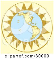 Poster, Art Print Of Retro Planet Earth In Front Of A Yellow Sun