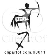 Poster, Art Print Of Black And White Carved Sagittarius And Zodiac Symbol