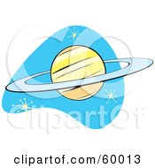 Poster, Art Print Of Retro Planet Saturn On Blue With Stars
