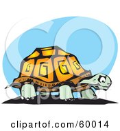 Royalty Free RF Clipart Illustration Of A Struggling Old Tortoise With An Orange Shell