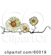 Poster, Art Print Of Three Yellow Flowers On A Branch