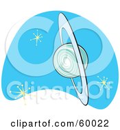 Poster, Art Print Of Retro Planet Uranus On Blue With Stars