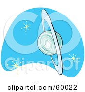 Royalty Free RF Clipart Illustration Of A Retro Planet Uranus On Blue With Stars by xunantunich
