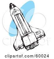 Royalty Free RF Clipart Illustration Of A Floating White Space Shuttle Over Blue And White by xunantunich