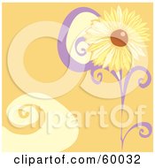 Poster, Art Print Of Yellow Daisy Flower On An Orange Swirl Background