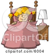 Young Girl Sleeping Peacefully In Her Bedroom Clipart Picture
