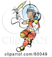 Hispanic Space Boy Floating Out On A Line