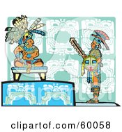 Poster, Art Print Of Warrior Standing Before A Mayan King