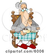 Grandma Eating Food In Her Rocking Chair