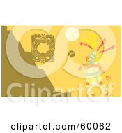 Royalty Free RF Clipart Illustration Of A Mayan Man Playing A Ball Game