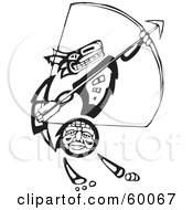 Royalty Free RF Clipart Illustration Of A Black And White Tribal Coyote Archer