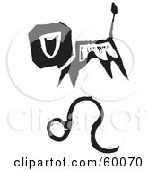 Royalty Free RF Clipart Illustration Of A Black And White Carved Leo And Zodiac Symbol