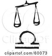 Royalty Free RF Clipart Illustration Of A Black And White Carved Libra And Zodiac Symbol