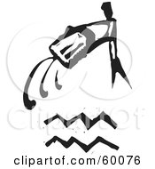 Royalty Free RF Clipart Illustration Of A Black And White Carved Aquarius And Zodiac Symbol by xunantunich
