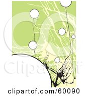 Poster, Art Print Of Abstract Green Cracking Background With Black Branches And White Orbs