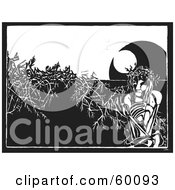 Poster, Art Print Of Skinny Black And White Christ Sitting In Plants