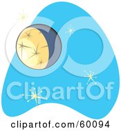 Royalty Free RF Clipart Illustration Of A Retro Planet Mercury On Blue With Stars by xunantunich