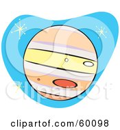 Royalty Free RF Clipart Illustration Of A Retro Planet Jupiter On Blue With Stars
