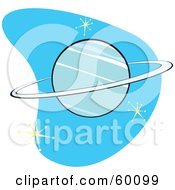 Royalty Free RF Clipart Illustration Of A Retro Planet Neptune On Blue With Stars by xunantunich