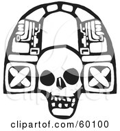 Royalty Free RF Clipart Illustration Of A Black And White Tribal Arch Skull by xunantunich