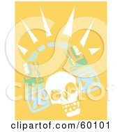 Royalty Free RF Clipart Illustration Of A White Human Skull With A Tribal Arch