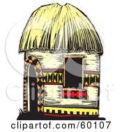 Poster, Art Print Of Tribal Hut With Designs And A Straw Roof