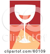 White Wine Glass Over A Divided Orange And Red Background