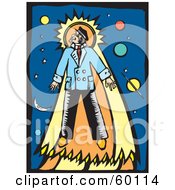 Royalty Free RF Clipart Illustration Of A Captain Gazing At The Stars In The Night Sky