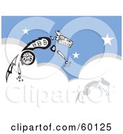 Royalty Free RF Clipart Illustration Of A Tribal Coyote Leaping Over Clouds And A Starry Sky by xunantunich