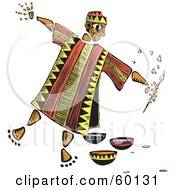 Poster, Art Print Of Tribal Man Painter With A Brush And Bowls Of Paint