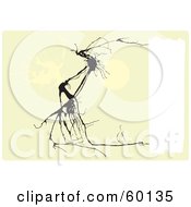 Royalty Free RF Clipart Illustration Of An Abstract Beige Pollack Inspired Background Of Black Splats With A White Text Box