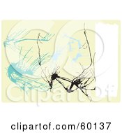 Poster, Art Print Of Abstract Beige Pollack Inspired Background Of Blue And Black Splats With A White Text Box