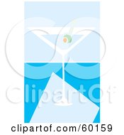 Royalty Free RF Clipart Illustration Of A Clear Martini Glass On A Blue Bar