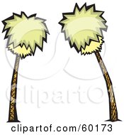 Poster, Art Print Of Two Bushy Palm Trees Swaying