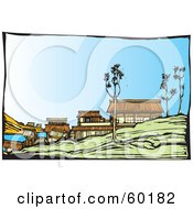 Royalty Free RF Clipart Illustration Of A Town Along The Shore Of The Coast