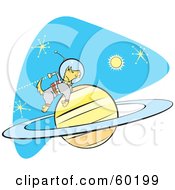 Astronaut Space Dog Jetting Around A Planet In Space