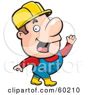 John Man Character Construction Worker Waving