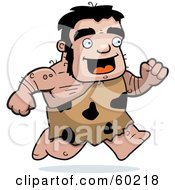 Royalty Free RF Clipart Illustration Of A Stalky Caveman Character On The Run