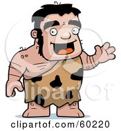 Royalty Free RF Clipart Illustration Of A Stalky Caveman Character Waving