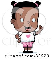 Royalty Free RF Clipart Illustration Of A Smart Black Tisha Girl Character Holding Up A Finger by Cory Thoman